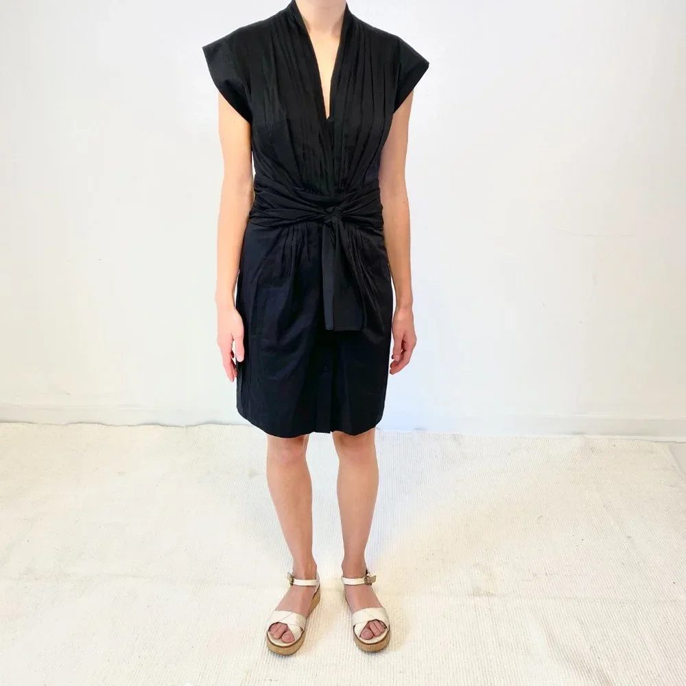 Anthropologie Dress BCBGMaxAzria 0 Kimono Wrap Belt Mini Black - Picture 3 of 11